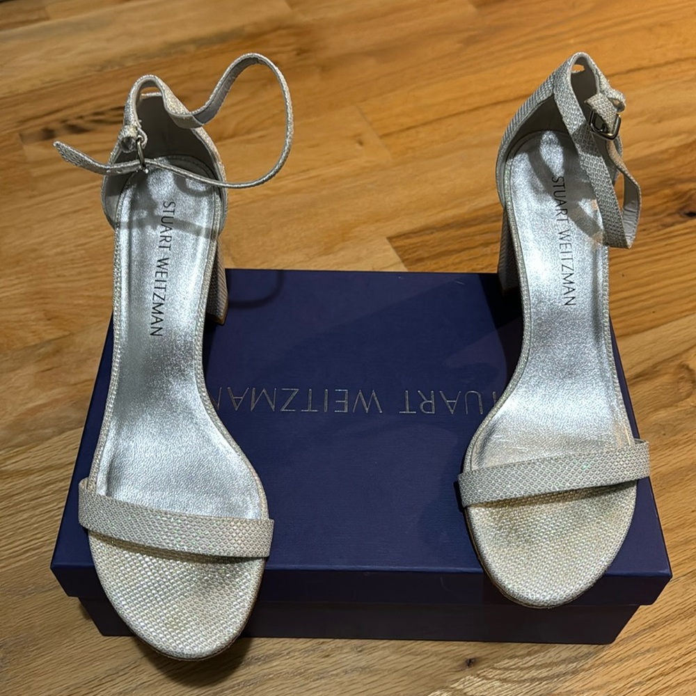 Stuart Weitzman BRNEARLYNUDE ARGENTO NOIR WOMENS SIZE 8